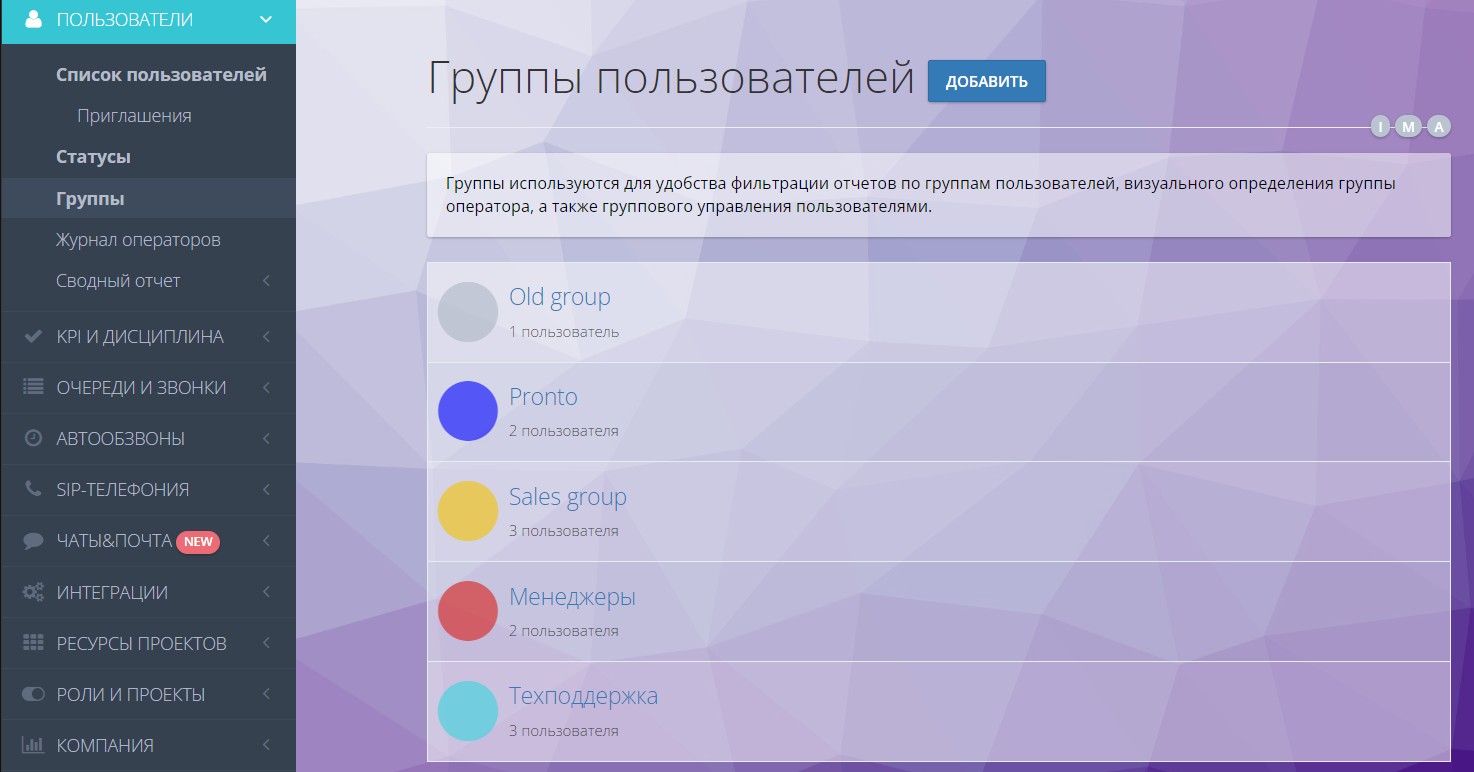 Групи операторів в Oki-Toki